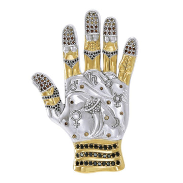 Energies of the Universe ~ Dali-inspired fine Sterling Silver Jewelry Pendant in 18k Gold accent MPD2656. - Jewelry